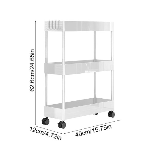 Plastic 3-Tier Storage Shelf with Wheels 2