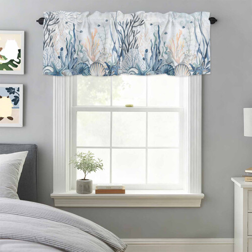 Gardinkappa Ocean Shell, polyester, 150x43 cm, stång 2