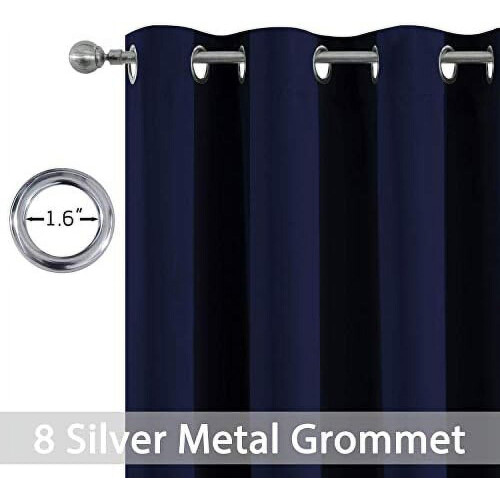 Navy Blackout Curtains 52x84 in, 2-Pack Grommet Top 2