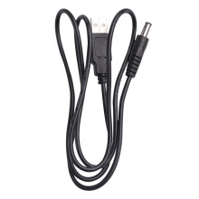 Cabo de alimentação USB preto de 1 metro de comprimento, 5V, conector DC de 5,5x2,1mm, para pequenos dispositivos eletrônicos. Cabo de extensão