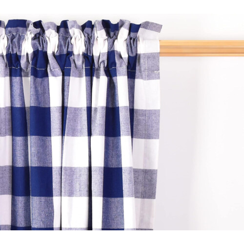 Tende da cucina a quadri blu navy e bianchi, 3 pezzi 1
