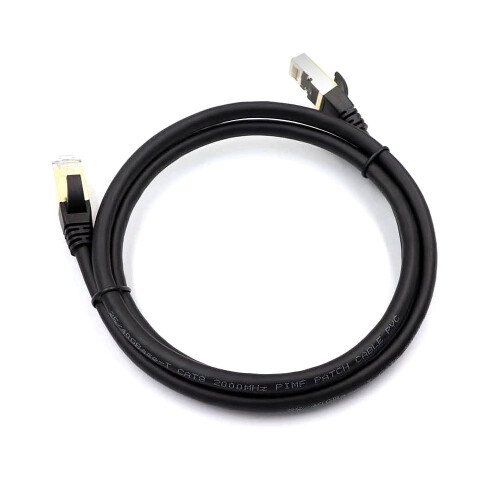 Καλώδιο Ethernet Cat8, θωρακισμένο συνεστραμμένο ζεύγος 2000MHz, επιμεταλλωμένο RJ45, 1 m, 2