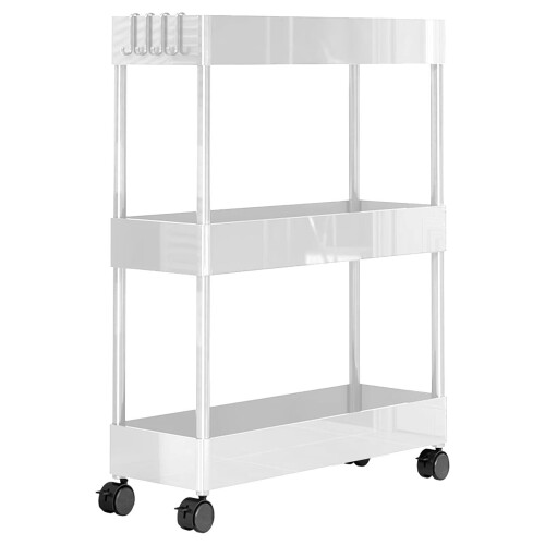 Bewegliches Kunststoff-Regal mit Rollen, 3-stufig 1
