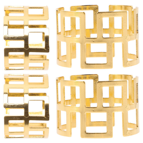 Ronds de serviette en métal, lot de 4, finition dorée 2