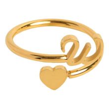 Vergulde ringen met initialen voor vrouwen – Sierlijke hartvormige stapelbare verstelbare alfabetringen AZ, sieraden voor haar, moeder, vrouw.
