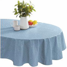 Tischdecke „Napa Leaf Blue“ aus Vinyl mit Flanellrücken, oval, 152 x 259 cm, wasserdicht, für drinnen und draußen, geeignet für Küche,