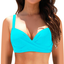 Bikini-Oberteile für Damen, gepolstert, Push-up, Bügel, floral, schlicht, Badeanzug-Oberteil