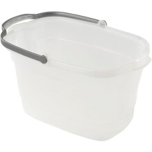Rechthoekige plastic schoonmaakemmer met handvat, transparant, 15 liter