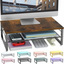 Soporte elevador de metal de 2 niveles para monitor, organizador de escritorio para monitor, organizador de almacenamiento de escritorio para