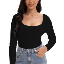 Damen-Crop-Top mit Rundhalsausschnitt, langen Ärmeln, schmaler Passform und lässigem Schnitt
