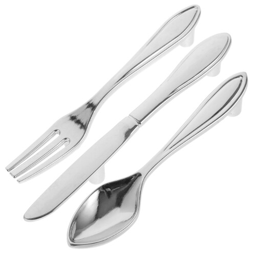 Metal Cabinet Pull Handles – 3-Pack, Silver, Tableware