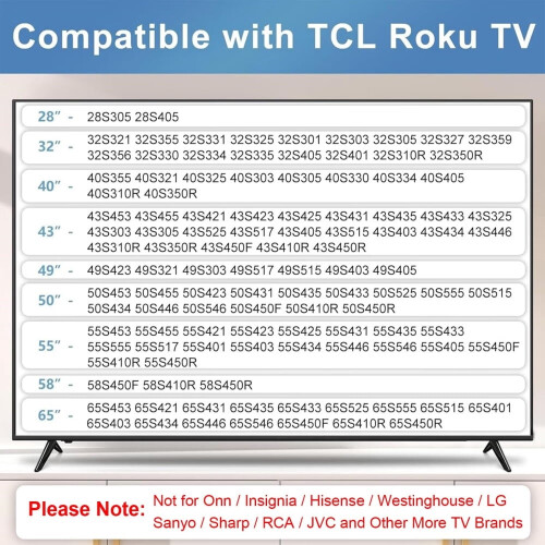 Suporte para Smart TV TCL para TVs de 28 a 65 polegadas com parafusos. 1