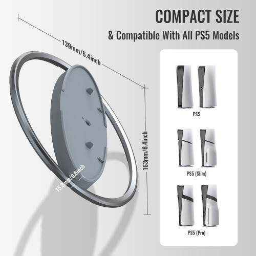 PS5Vertical Stand – Kraftig metalbase, universel pasform 2