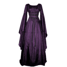 Vestido gótico renascentista Zpanxa para mulheres, fantasia medieval para casamento/Halloween, vestido longo roxo com mangas amplas – compatível