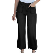 Dámské džíny Lenago Bootcut s širokými nohavicemi a vysokým pasem, elastické, rovné, zapínání na knoflíky, volné džíny s kapsou
