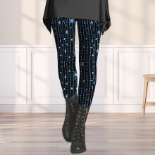 Női leggings flitteres mintás, divatos, lezser, karcsúsító alsó, kék