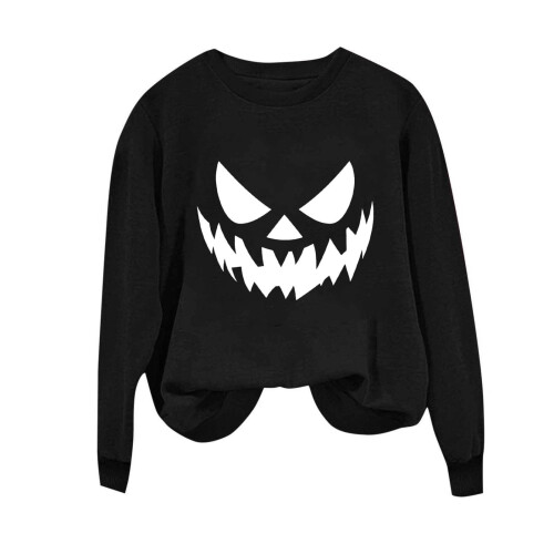 Γυναικείο τοπ με μακριά μανίκια για το Halloween με τύπωμα φαντάσματος και κλείσιμο 1