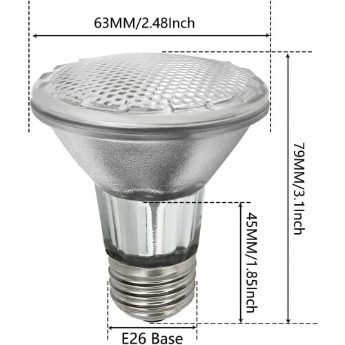 Lâmpadas PAR20 120V 50W Base E26 3000K Branco Quente (Pacote com 2) 1