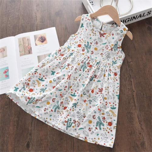 Φόρεμα Floral για νήπια με καλοκαιρινά casual αμάνικα σχέδια για παιδιά από βαμβάκι και 1