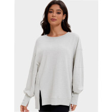 Damen Oversized Langarm-Pullover-Sweatshirts mit Rundhalsausschnitt