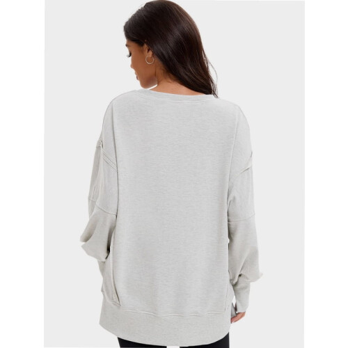 Damen Oversized Langarm-Pullover-Sweatshirts mit Rundhalsausschnitt 1