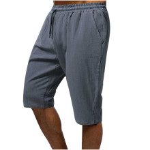 Men's Athletic Shorts, Cotton-Linen Gym Running Shorts with Drawstring & Pockets, Cargo Hiking Shorts, Gray, 4XL, Compatible with Active Lifestyle
