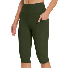 Calças Capri Femininas para Caminhadas, Secagem Rápida, Cor Sólida, Estilo Cargo, Tamanho Cropped, para Yoga