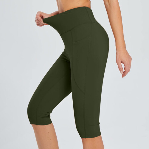 Dames wandelcapri's, sneldrogende, effen cargo cropped yogabroek 1