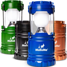 Pachet de 4 felinare de camping multicolore pentru întreruperi de curent, agățare cort, lumină LED de urgență - Alimentate cu baterii