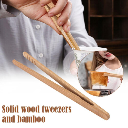 Pinzas para tostar de madera de bambú, pinzas para tostadora de madera, ecológicas 2