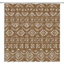 Perdea de duș boho alb-negru – model geometric tribal