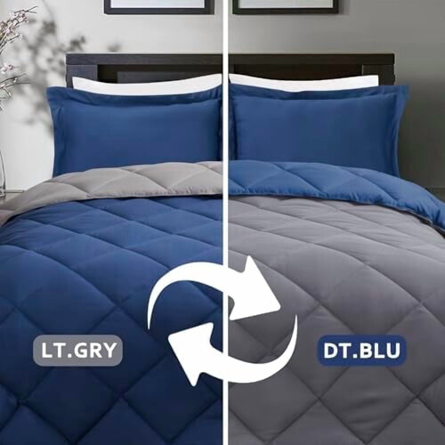Navy Twin/Twin XL Comforter Set 3-Piece Reversible 1