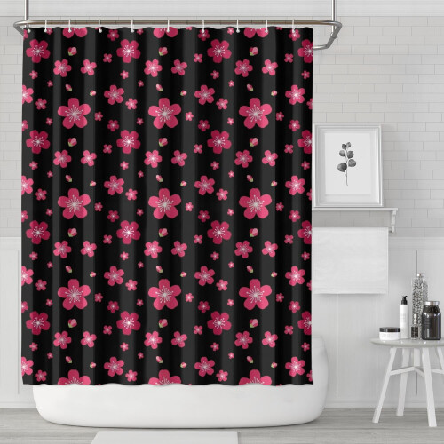 Cortina de chuveiro floral Pioneer Flower 72x84 polegadas com 12