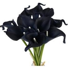Mini Artificial Calla Lily 10 Stem Bridal Bouquets Artificial Latex Real Touch Flowers for Home Party Decor (Teal Blue White)