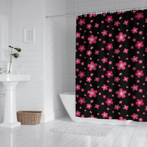 Cortina de chuveiro floral Pioneer Flower 72x84 polegadas com 12 1