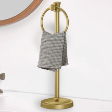 17" freistehender Handtuchhalter mit Aufhängering – Gebürstetes Gold, für Badezimmer, Küche und Waschtisch (Kompatibel mit Standardhandtüchern)