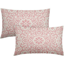 Fodere per cuscini in stile boho rosa chiaro 12x20", stampa floreale vintage, federe per cuscini lombari in lino, decorazioni per esterni/stile