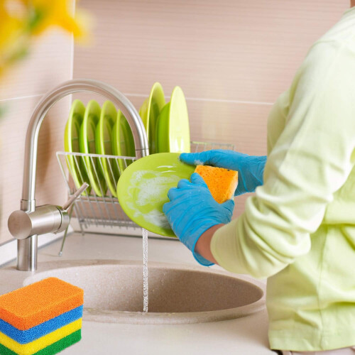 Esponjas de silicone reutilizáveis para lavar louça, pacote com 10 unidades. 1