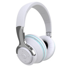 Trådlösa -Hörlurar Brusreducerande Headset för Telefoner PC-Spelheadset Kraftig Bas LED-Ljus Hörlurar-Vit