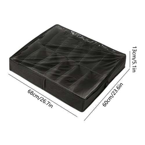 Under Bed Shoe Organizer Fabric Box with Clear Lid 12 Pairs 2