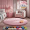 Rosa rund fluffig shagmatta 120 cm 1