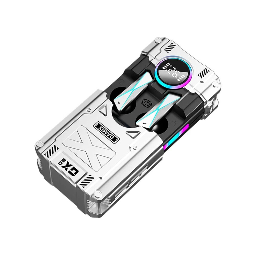 New Dx-08 Wireless 5.3 Headset New Punk Mechanical Style Stereo E-Sports Gaming Headset Tws Earbuds Silver 4713194105920