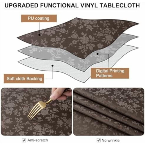Floral Embossed Vinyl Tablecloth, Rectangular, 60 x 84 in 1