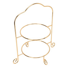Suporte para bolo de ferro fundido com dois andares – Dourado, 20 cm