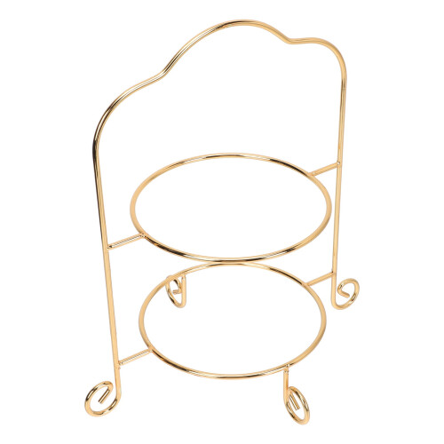 Présentoir à gâteaux double étage en fer doré, 20 cm