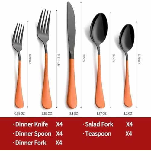 Stainless Steel Silverware Set Pink Black 20-Piece 1