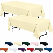 Ivory Rectangle Tablecloth Polyester 60x84 inch 2-pack