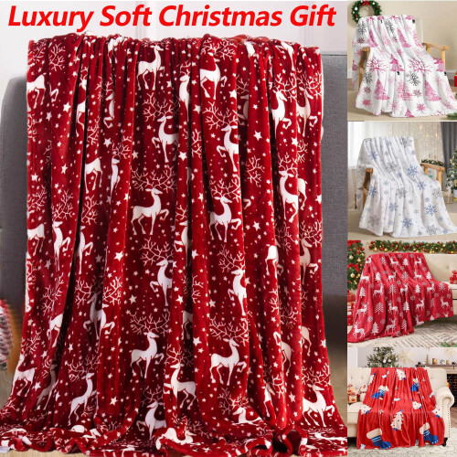 Christmas Snowflake Throw Blanket Red 130x100cm
