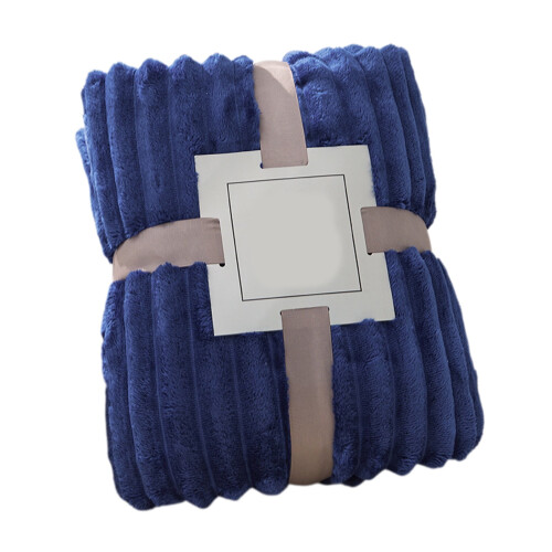 Dark Blue Double Layer Raschel Blanket 100x150cm 1