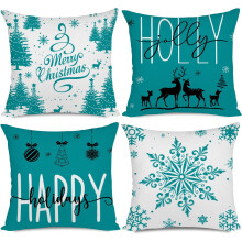 Weihnachtskissenbezüge, 45 x 45 cm, 4er-Set, Türkis